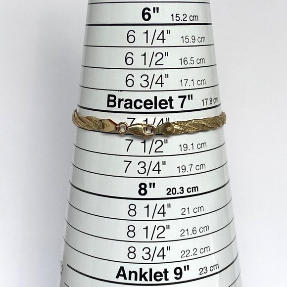 Gold Vermeil Sterling Silver 925 Italy Bow Herringbone Necklace & Bracelet Set - Picture 8 of 16